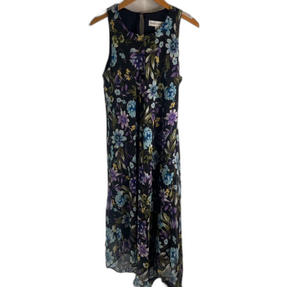 Emma & Micheleโ Black Floral Sleeveless Silky Lined Maxi Dress Sz Medium